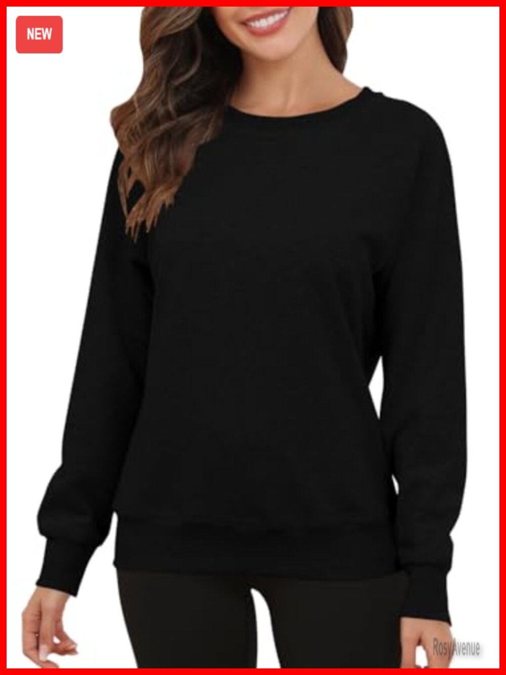 Smile Fish Women's Crewneck Long Raglan Sleeve Loose Fit Fleece Lined Pullover